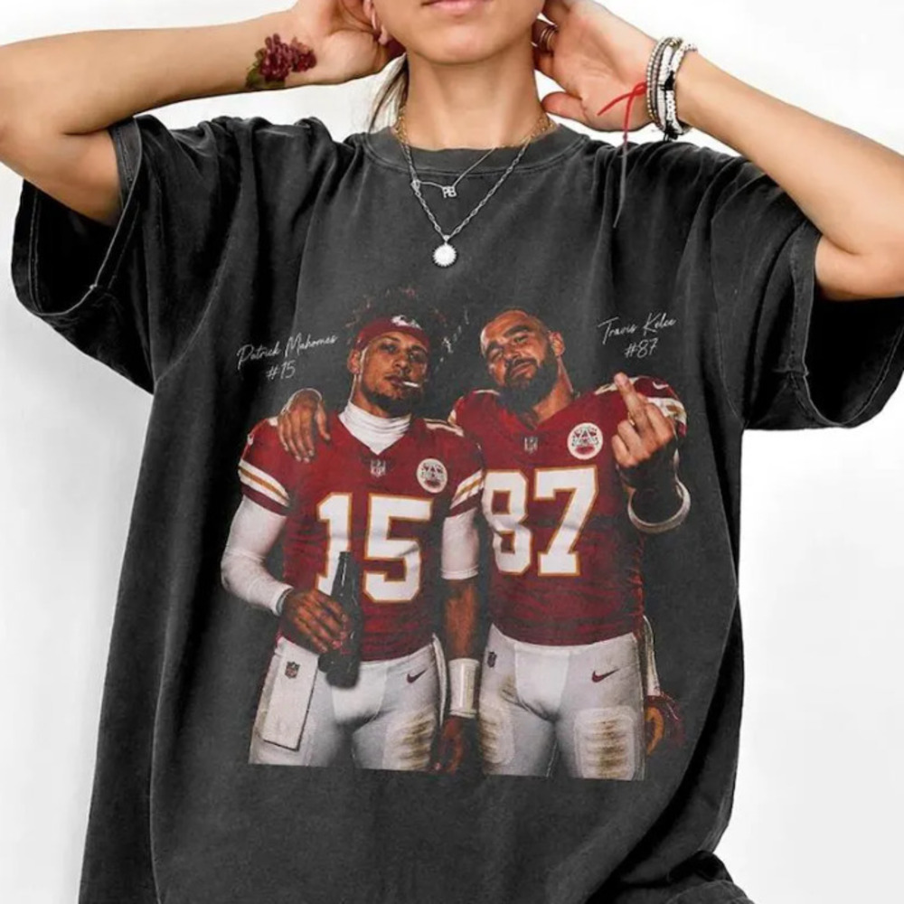 Patrick Mahomes Travis Kelce Tee, Vintage Kansas City Football Beer Graphic Tee